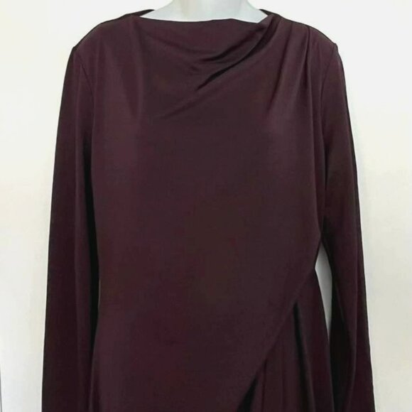 NWOT TOPSHOP DARK PLUM DRAPE FRONT ASYMMETRICAL CREPE DRESS SIZE 10 - Picture 4 of 14